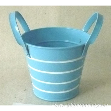 Blue and white stamped stripe metal barrel